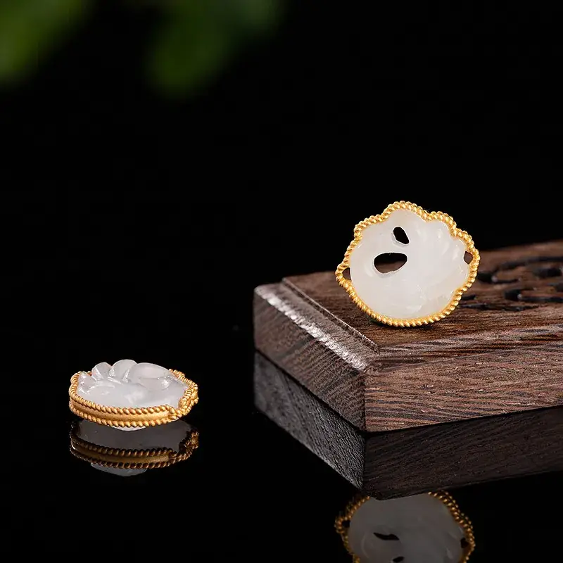 White Jade Owl Earrings with Gold Plating - Image 7