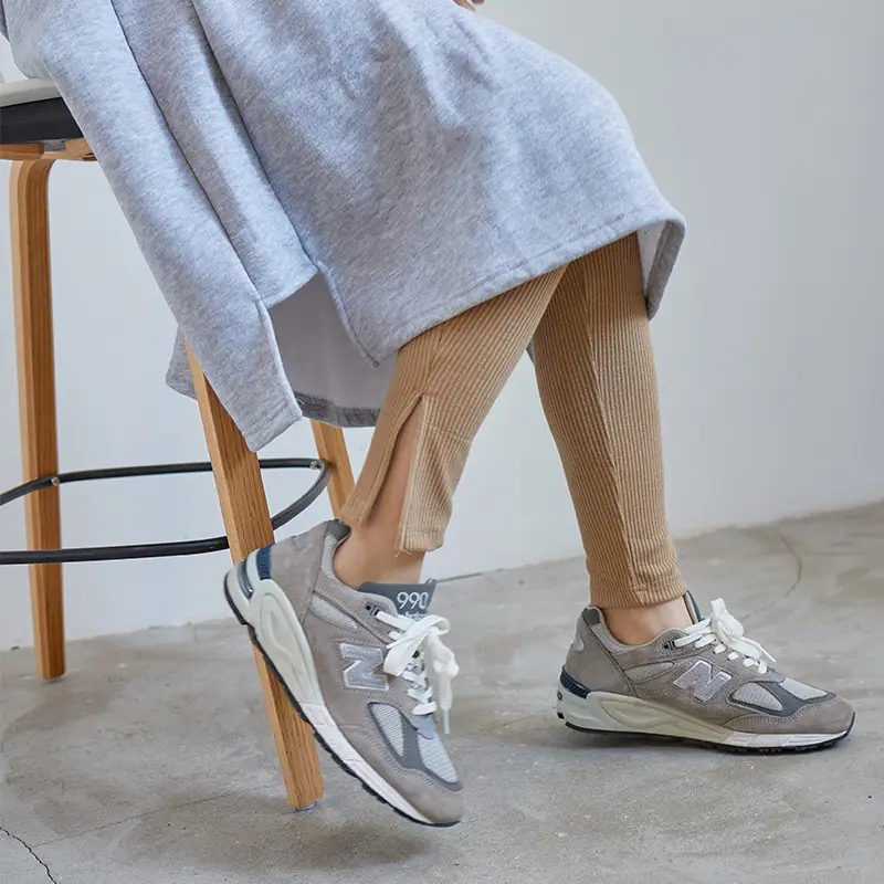 Japanese Vertical Tight Slimming Rib Leggings White Sneakers - Image 16