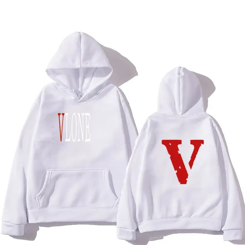 Winter V-Print Hooded Pullover Set White - Image 10
