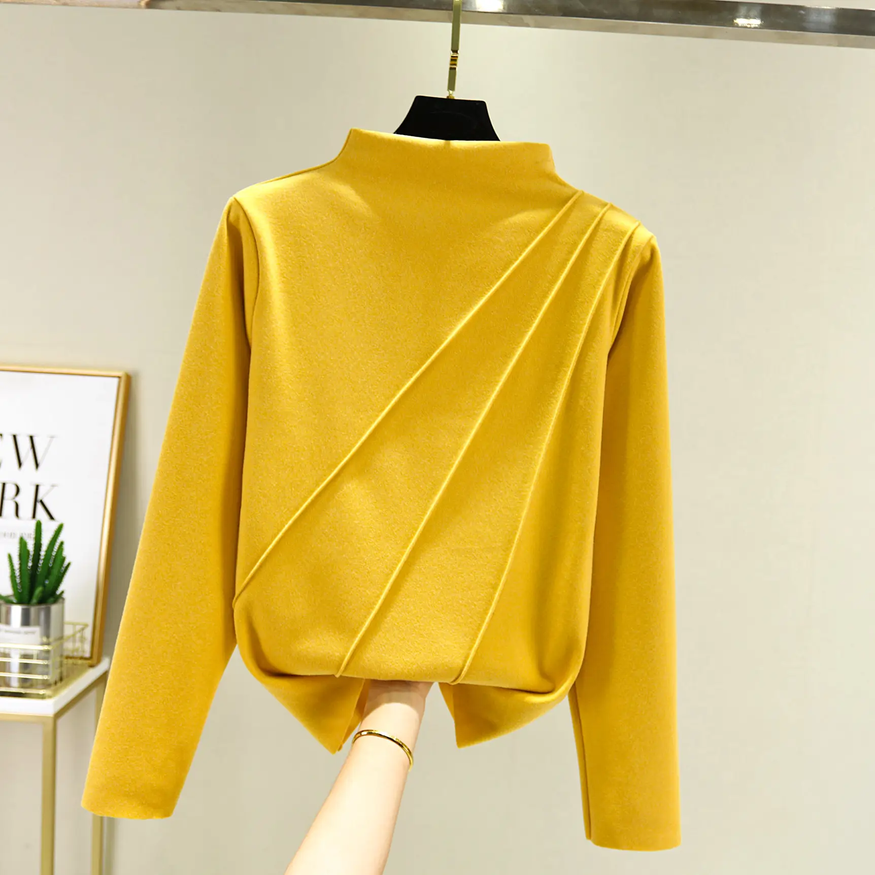 Women Double-Sided Thermal Turtleneck Shirt Large Black - Image 2