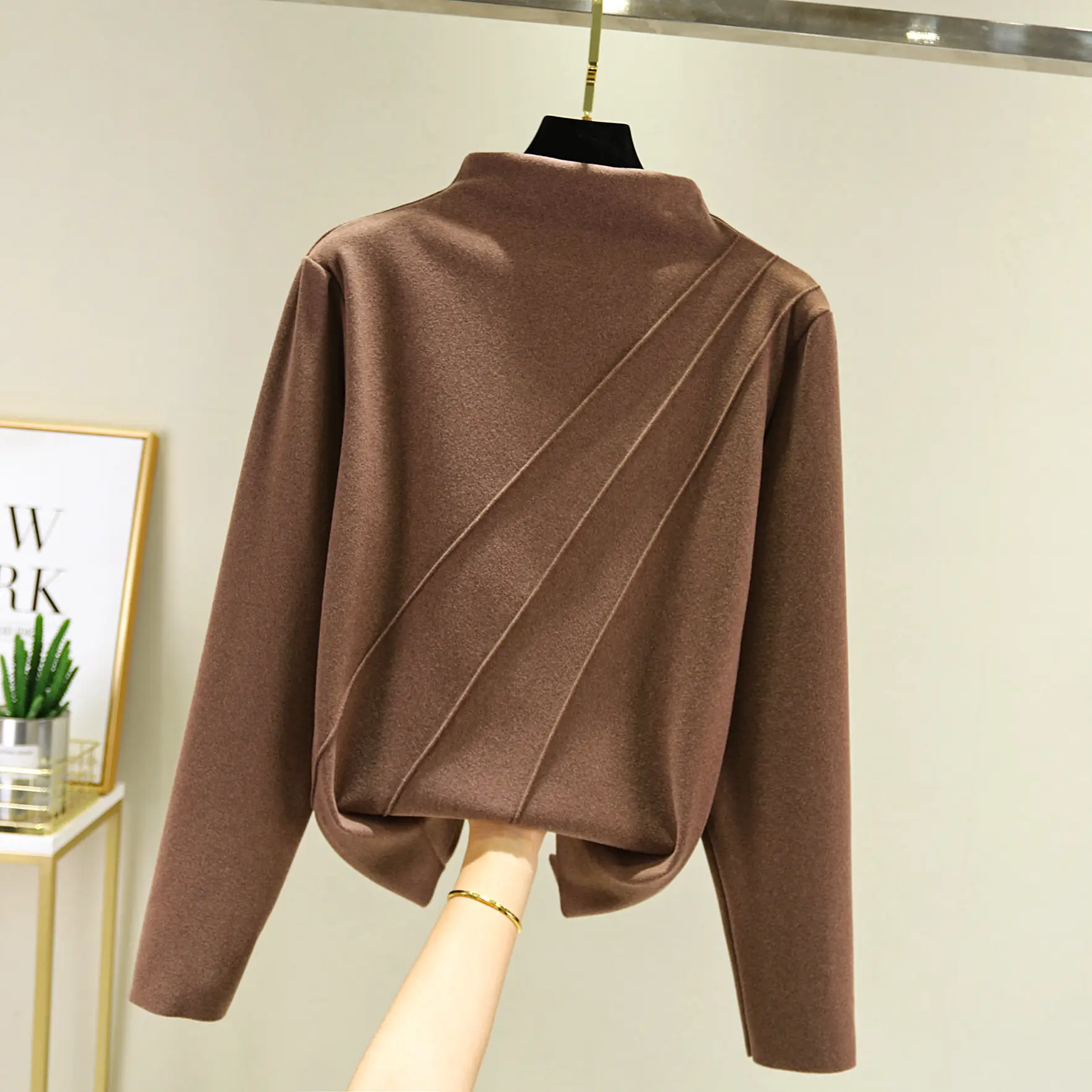 Women Double-Sided Thermal Turtleneck Shirt Large Black - Image 5