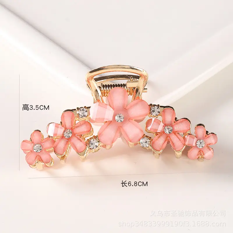Crystal Flower Hairpin with Gold Plated Clasp