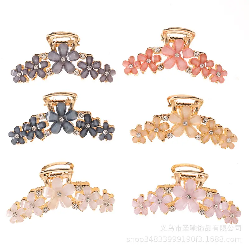 Crystal Flower Hairpin with Gold Plated Clasp