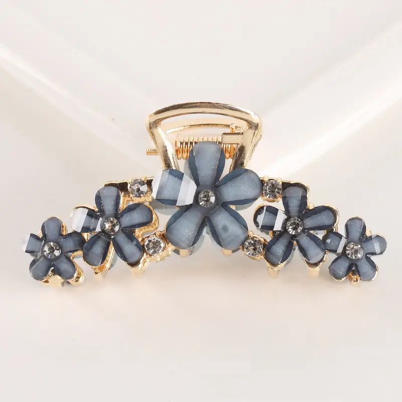 Crystal Flower Hairpin with Gold Plated Clasp