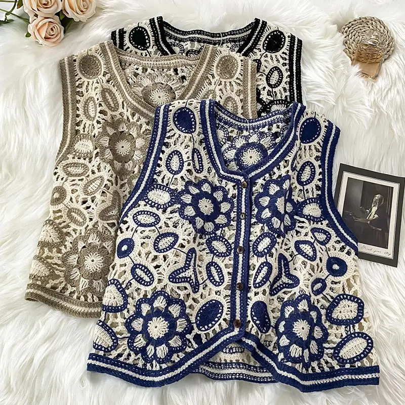 Women's Lace Hollow-out Vest with Hook Sleeve