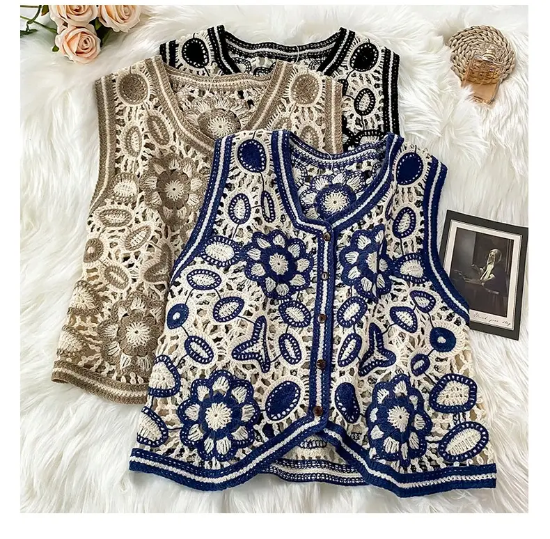 Women's Lace Hollow-out Vest with Hook Sleeve — feature 19