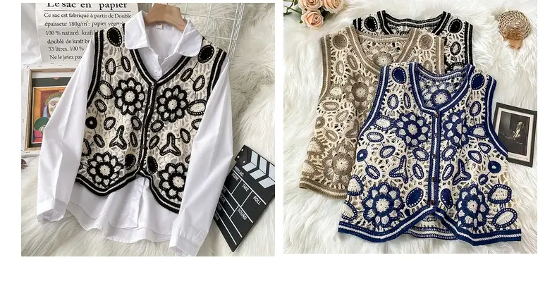Women's Lace Hollow-out Vest with Hook Sleeve — feature 5