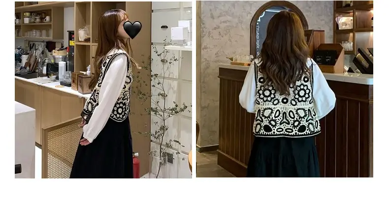 Women's Lace Hollow-out Vest with Hook Sleeve — feature 6