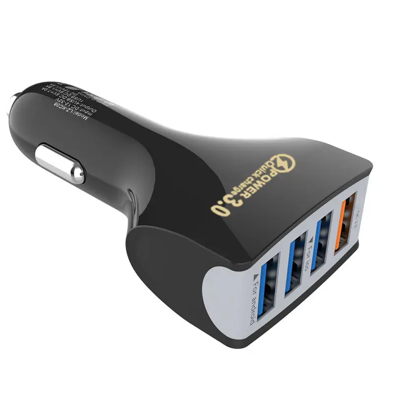4 USB Car Charger QC3.0 Fast Charging White - Image 4