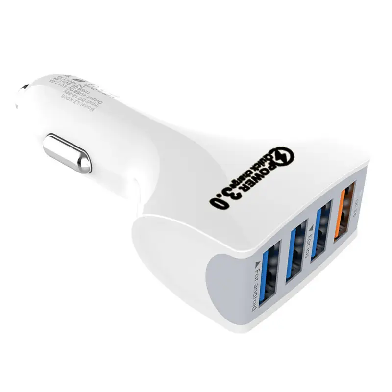 4 USB Car Charger QC3.0 Fast Charging White - Image 5
