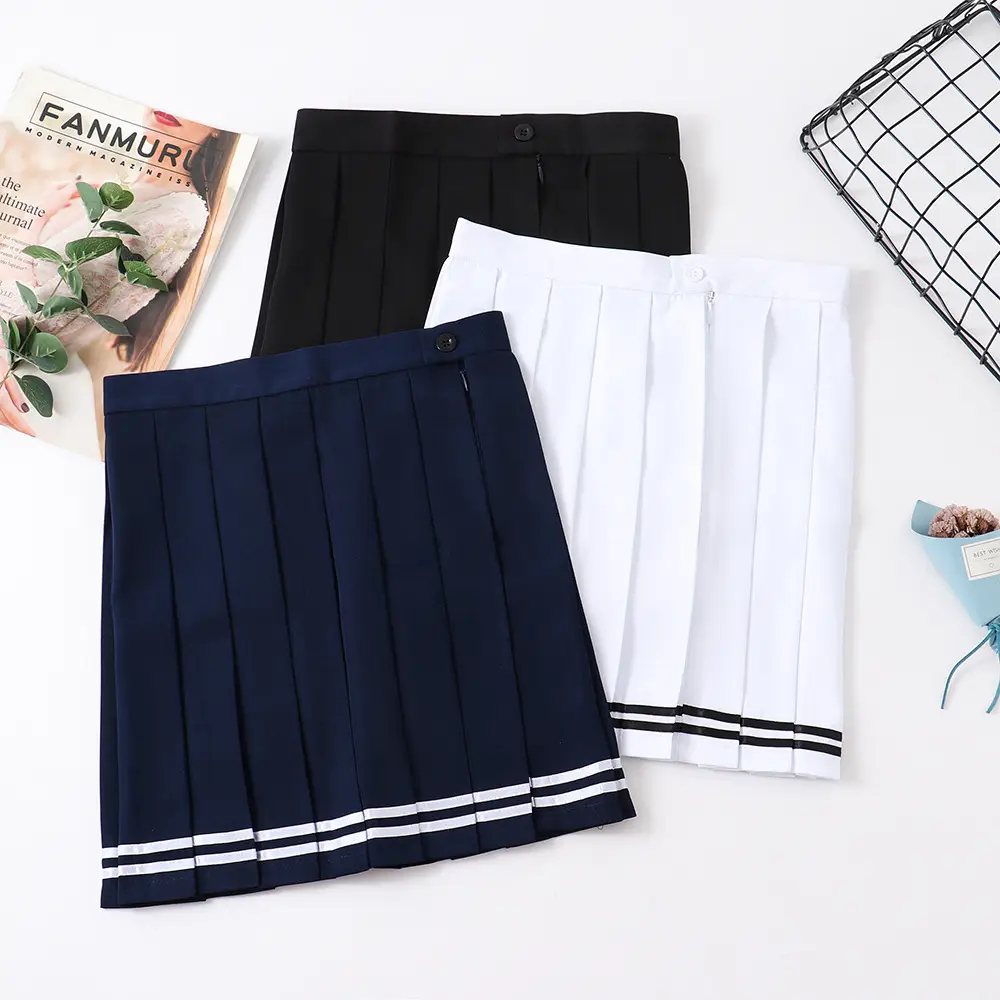 Spot Japanese Pleated Skirt Macaron Solid Color - Image 18