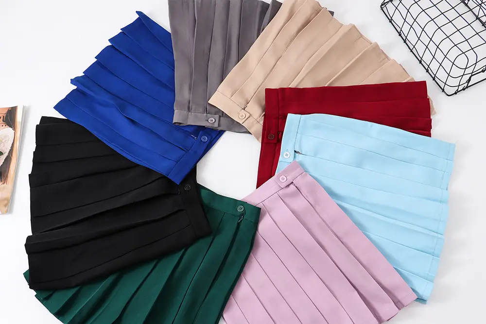 Spot Japanese Pleated Skirt Macaron Solid Color - Image 19
