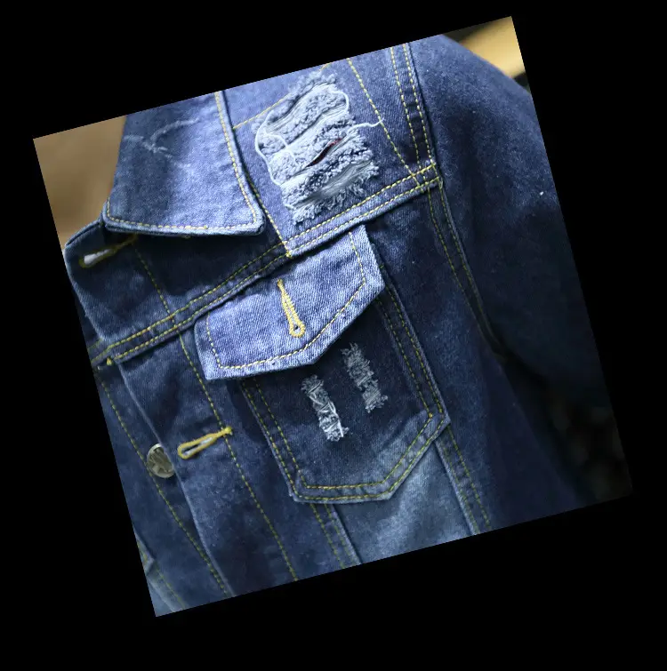 Men's 2020 Distinctive Ripped Denim Jacket Slim Fit — feature 16