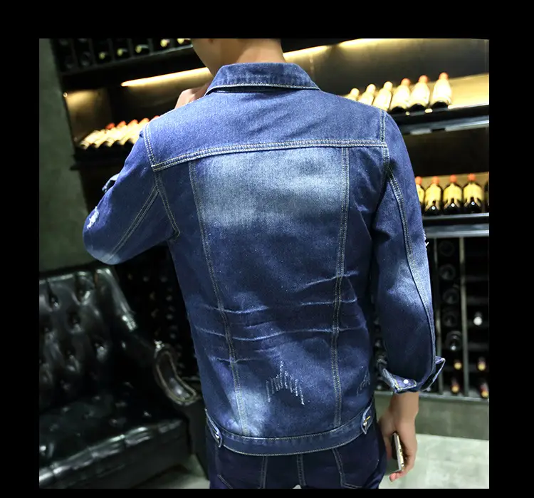 Men's 2020 Distinctive Ripped Denim Jacket Slim Fit — feature 6