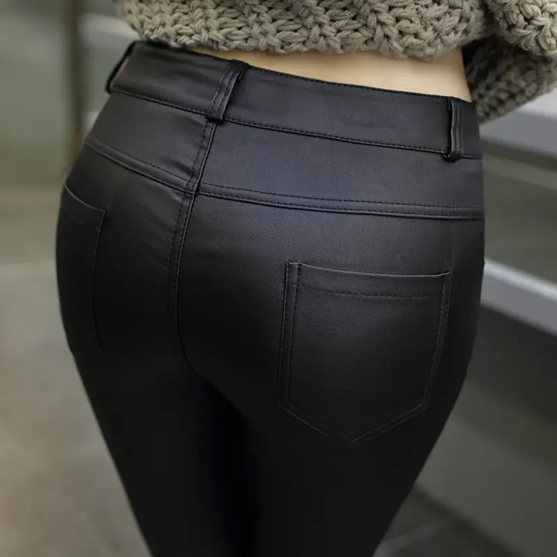 Women's Matte Black Fleece-Lined High Waist Leggings - Image 6