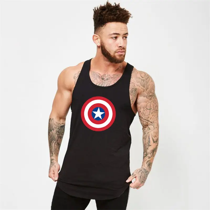Men Captain America Vests White Cotton Muscle Wear - Image 7