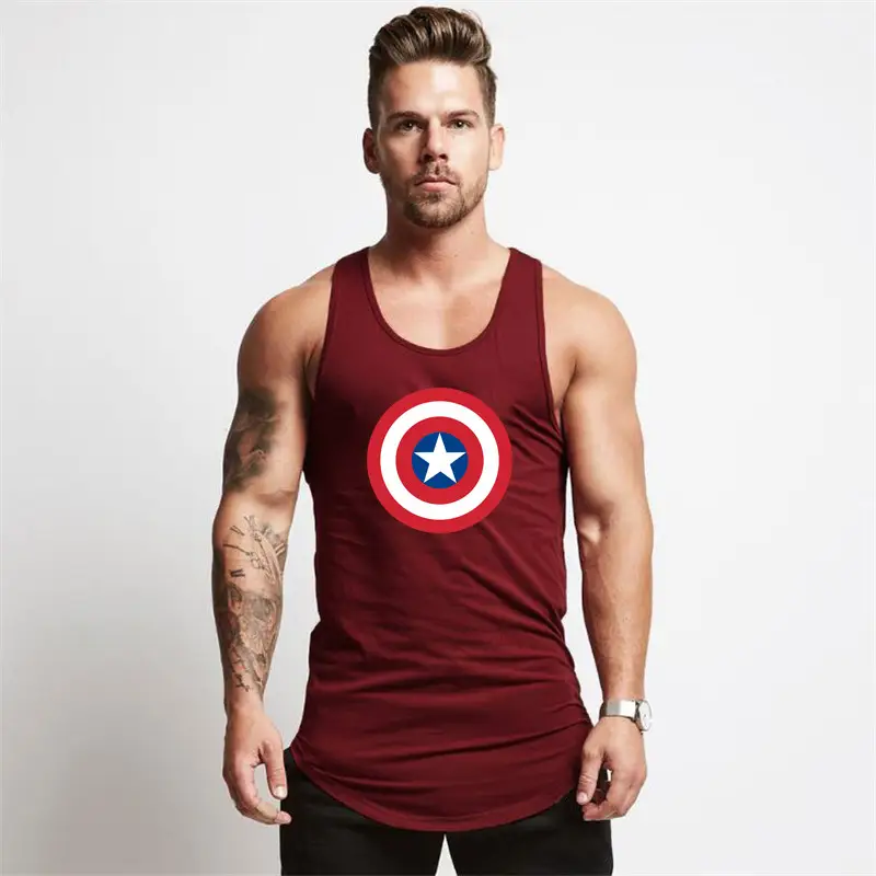Men Captain America Vests White Cotton Muscle Wear - Image 5