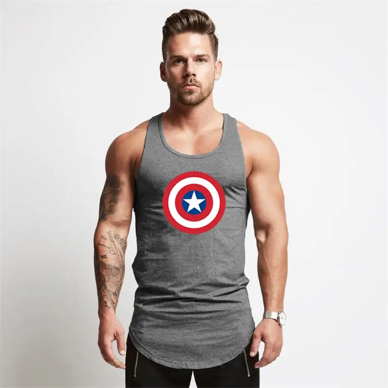 Men Captain America Vests White Cotton Muscle Wear - Image 2