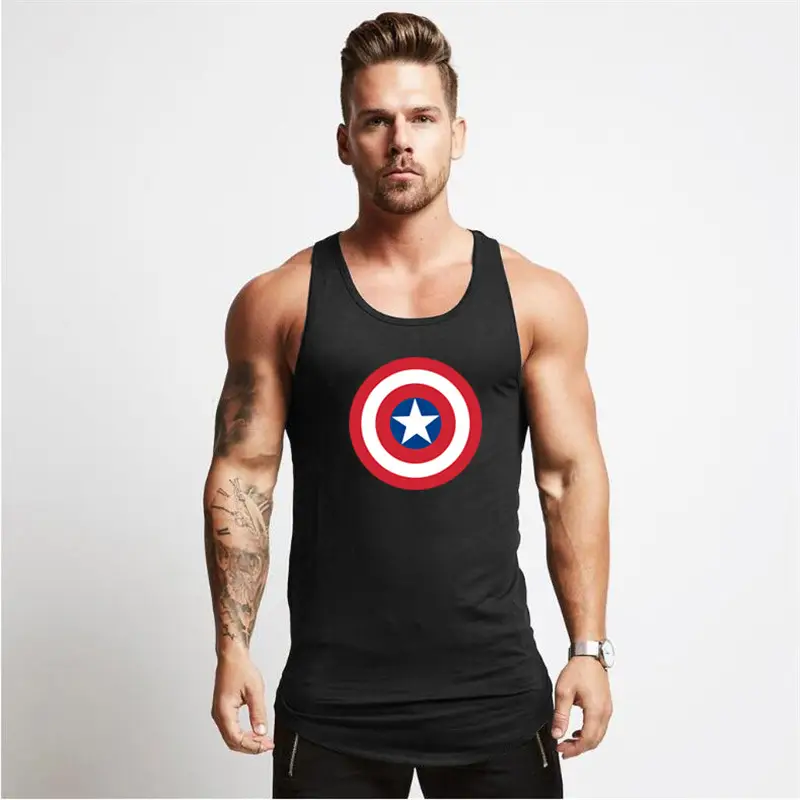 Men Captain America Vests White Cotton Muscle Wear - Image 3