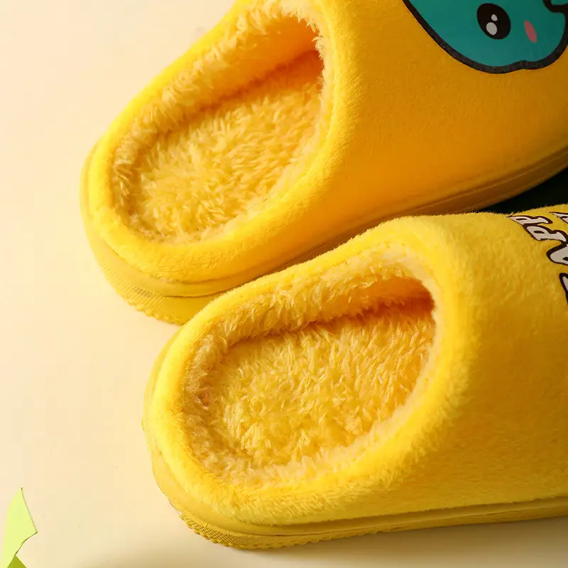 2025 New Cotton Slippers for Kidsren Aged 3-10 Years Old Cartoon Dinosaur Home Indoor Non-Slip Thick-Soled Floor Shoes for Boys and Girls