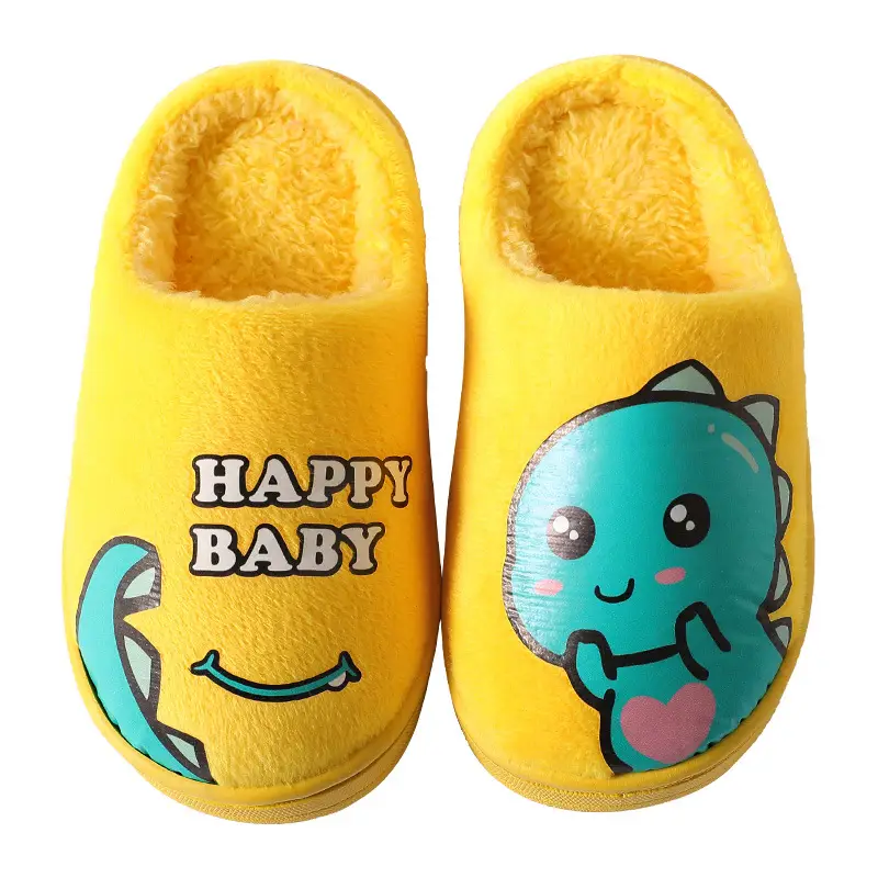 2025 New Cotton Slippers for Kidsren Aged 3-10 Years Old Cartoon Dinosaur Home Indoor Non-Slip Thick-Soled Floor Shoes for Boys and Girls