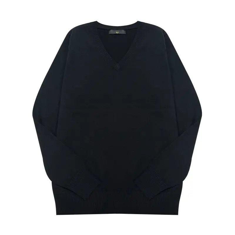 Men V Neck Knitted Sweater Navy Blue - Image 5