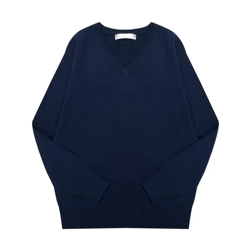Men V Neck Knitted Sweater Navy Blue - Image 6