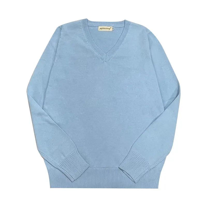 Men V Neck Knitted Sweater Navy Blue - Image 8
