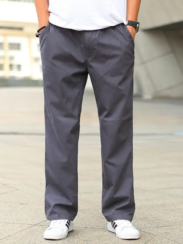 Men's Grey Loose Fit Casual Pants Winter Overalls - Image 8