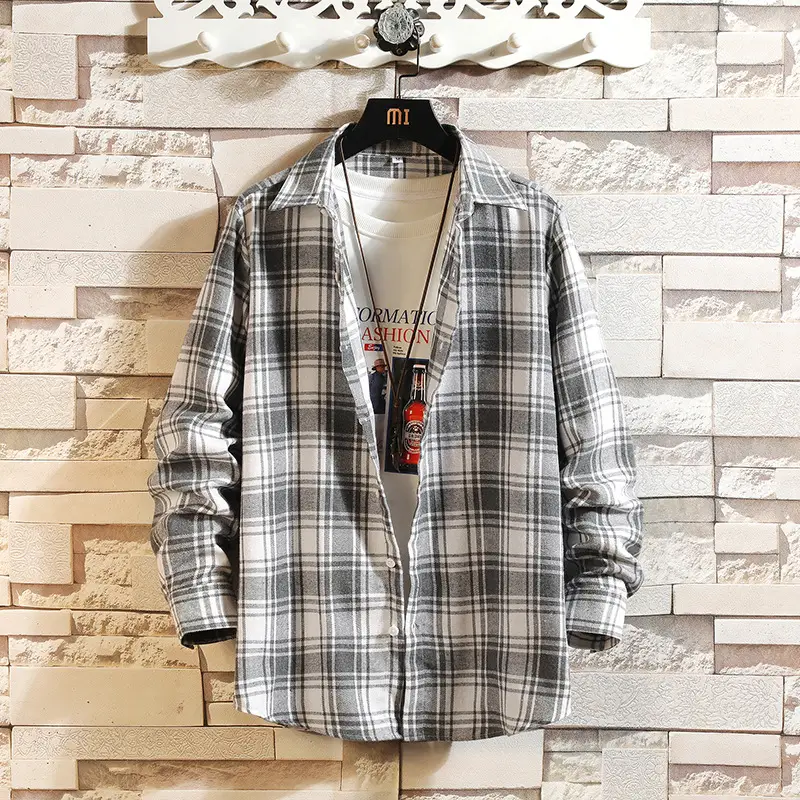 Men's Plaid Long Sleeve Shirt Winter Casual Jacket - Image 4