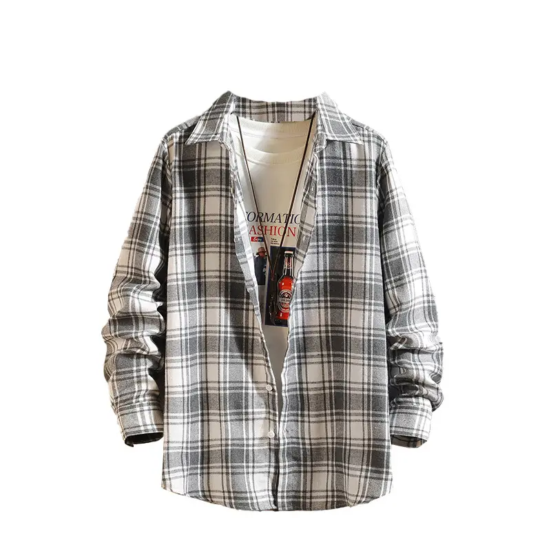 Men's Plaid Long Sleeve Shirt Winter Casual Jacket - Image 8