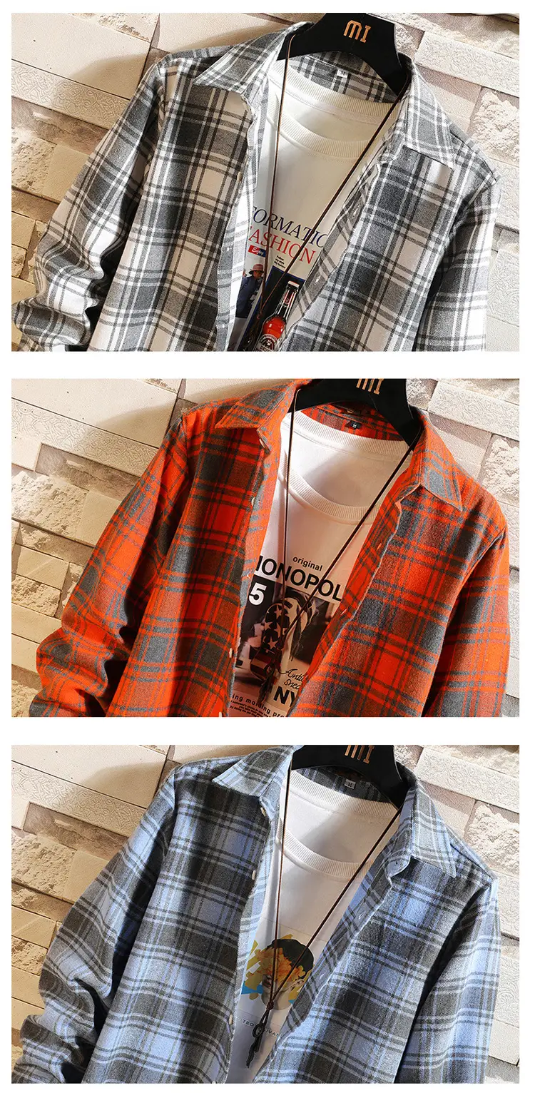 Men's Plaid Long Sleeve Shirt Winter Casual Jacket — feature 5