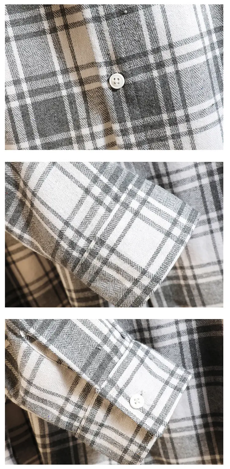 Men's Plaid Long Sleeve Shirt Winter Casual Jacket — feature 7
