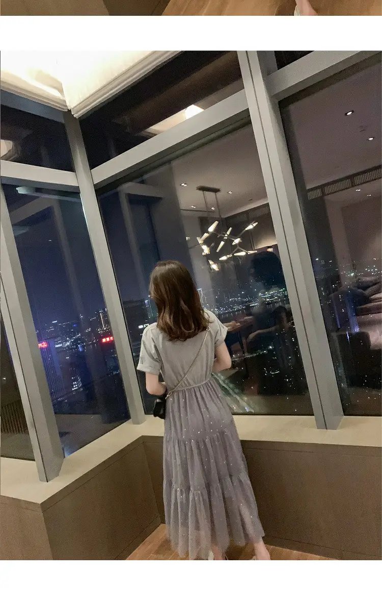 Maternity Dress White Sequined A-Line Skirt — feature 13