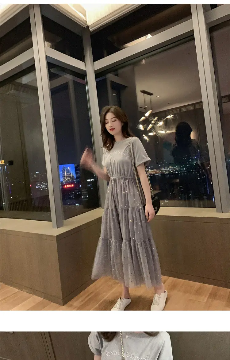Maternity Dress White Sequined A-Line Skirt — feature 14