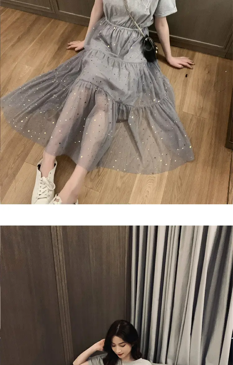 Maternity Dress White Sequined A-Line Skirt — feature 15
