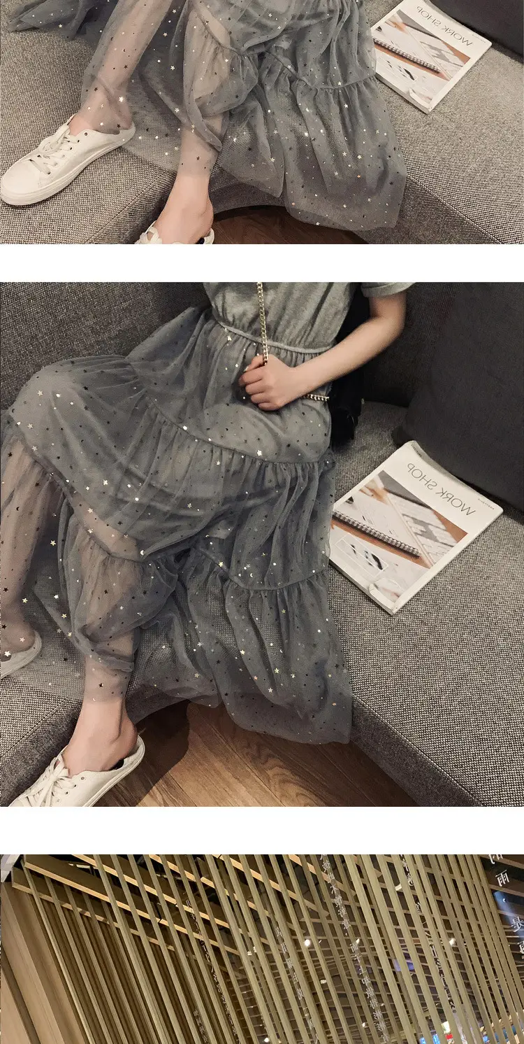 Maternity Dress White Sequined A-Line Skirt — feature 21