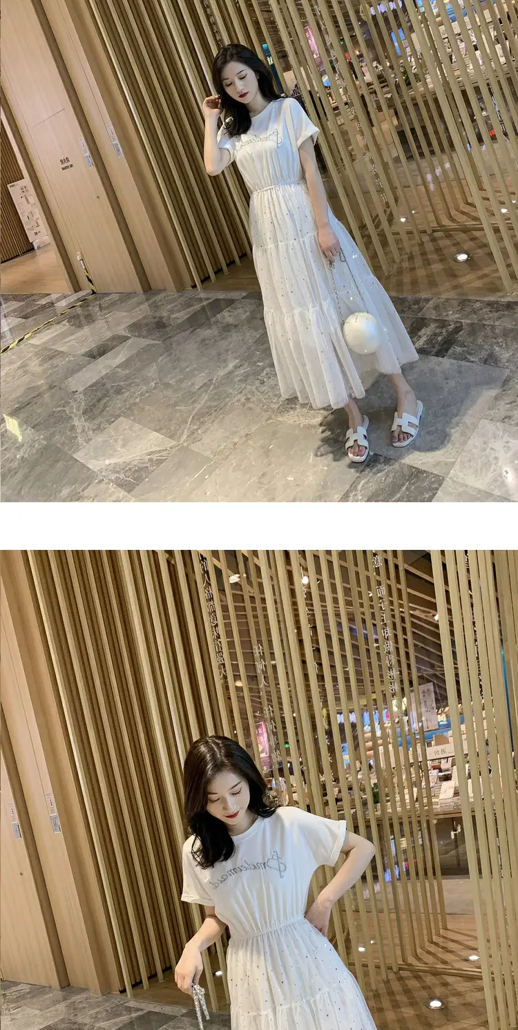 Maternity Dress White Sequined A-Line Skirt — feature 22