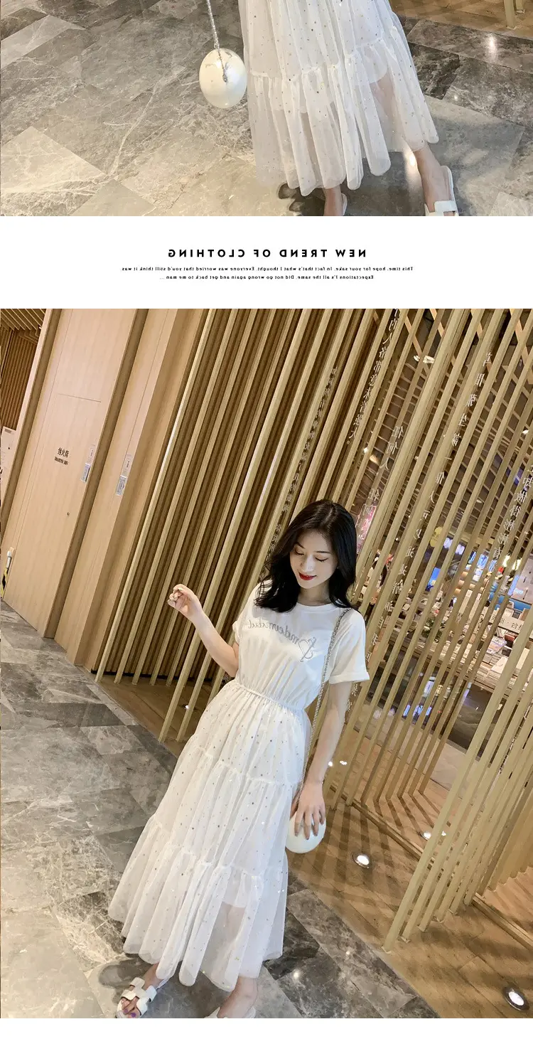 Maternity Dress White Sequined A-Line Skirt — feature 23