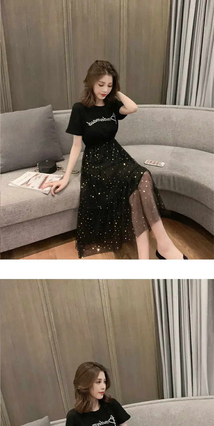 Maternity Dress White Sequined A-Line Skirt — feature 29