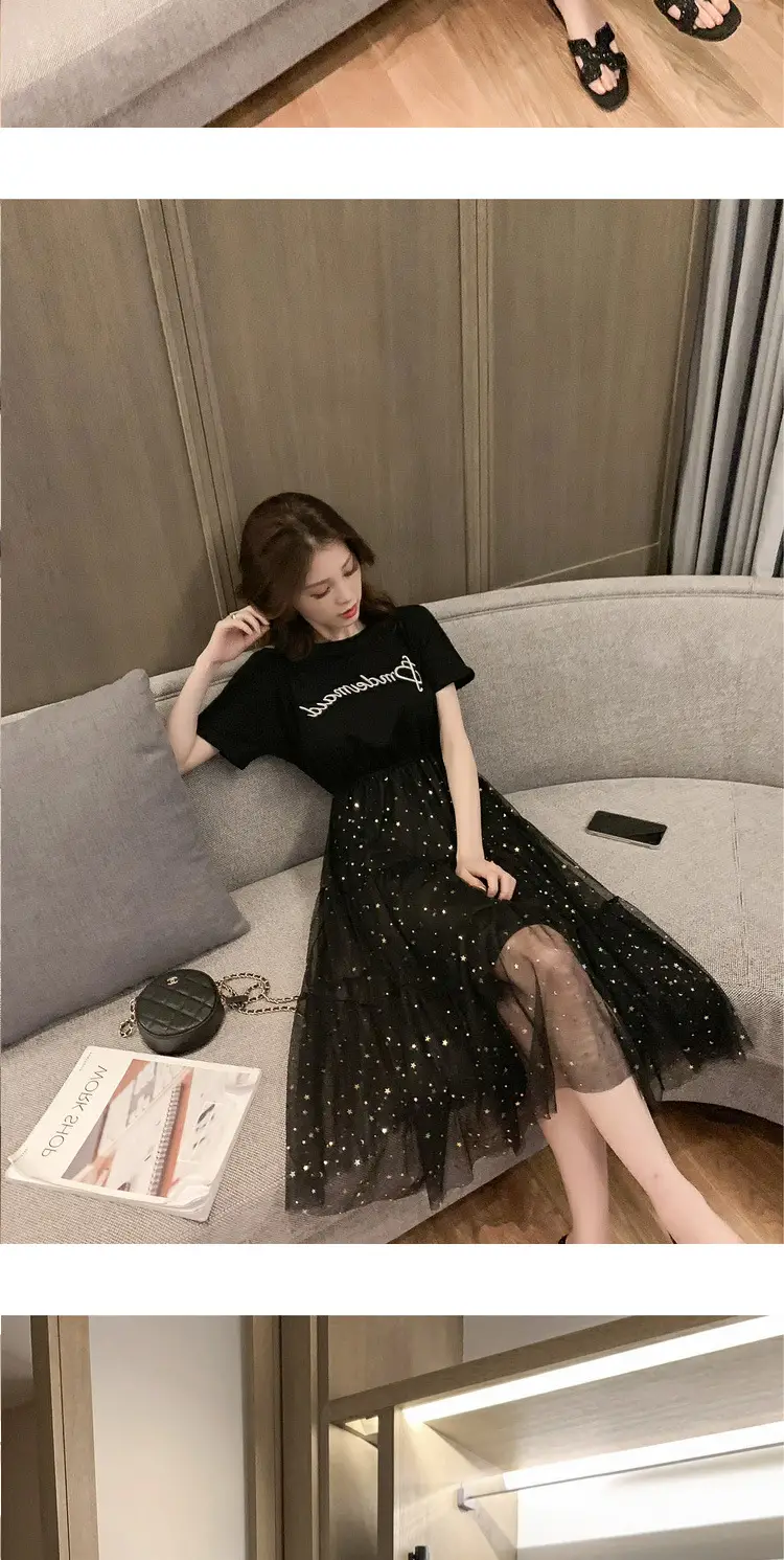 Maternity Dress White Sequined A-Line Skirt — feature 31
