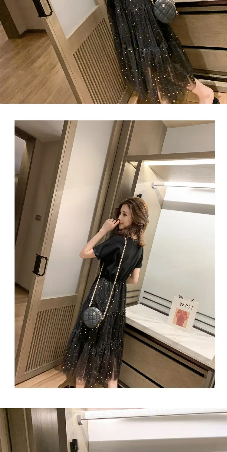 Maternity Dress White Sequined A-Line Skirt — feature 33