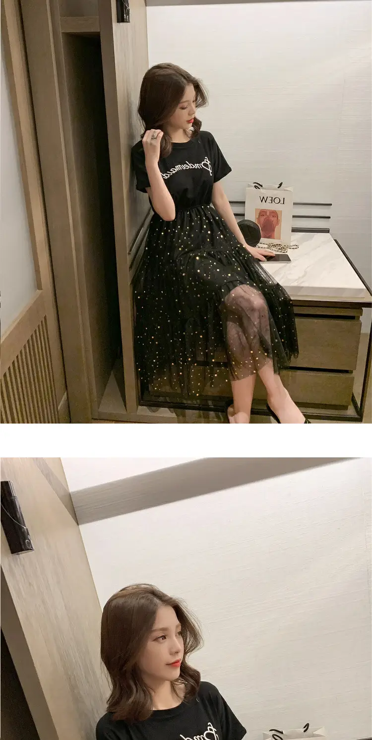 Maternity Dress White Sequined A-Line Skirt — feature 34