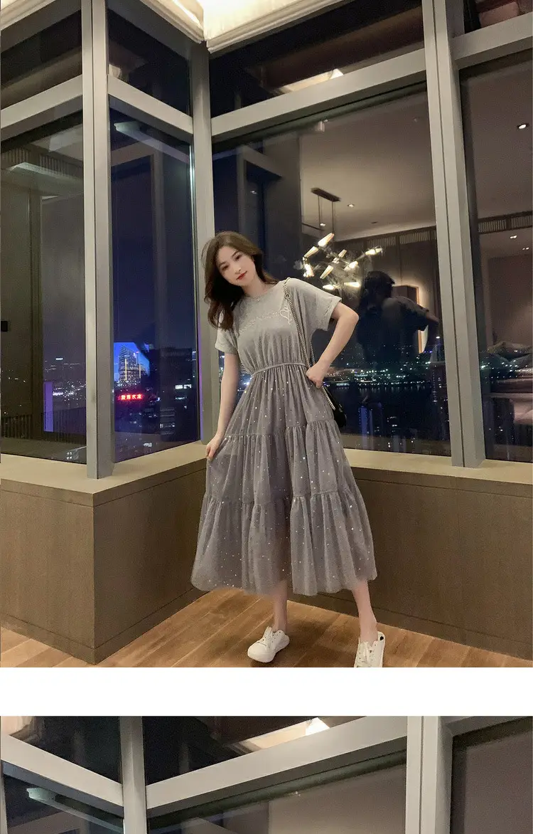 Maternity Dress White Sequined A-Line Skirt — feature 8