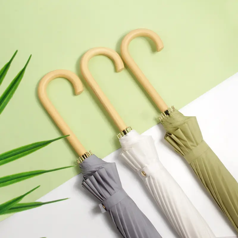 Japanese Style 16-Rib Umbrella Green Long Handle - Image 19