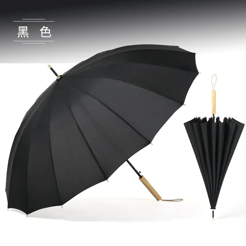 Japanese Style 16-Rib Umbrella Green Long Handle - Image 13