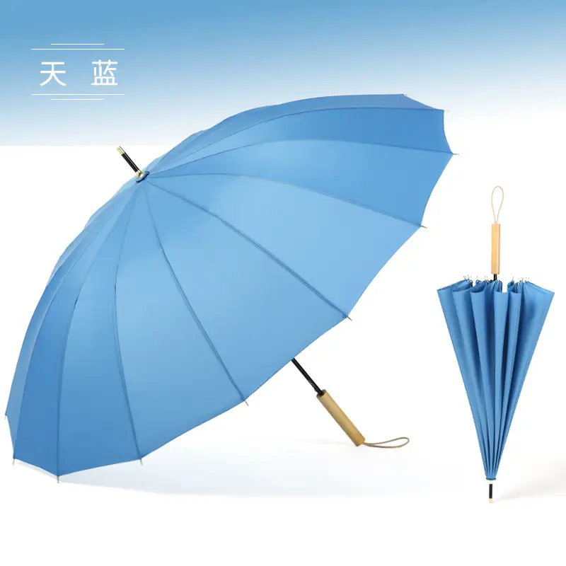 Japanese Style 16-Rib Umbrella Green Long Handle - Image 15