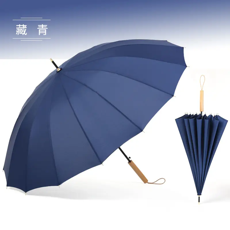 Japanese Style 16-Rib Umbrella Green Long Handle - Image 16