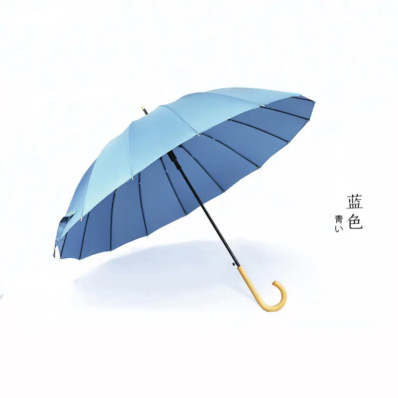 Japanese Style 16-Rib Umbrella Green Long Handle - Image 7