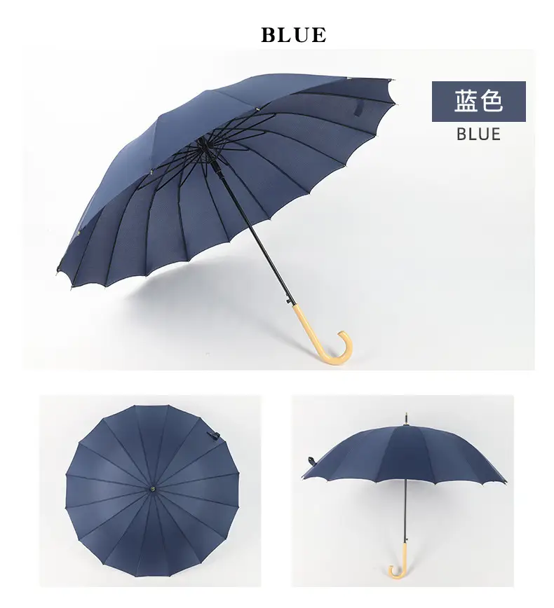 Japanese Style 16-Rib Umbrella Green Long Handle - Image 8